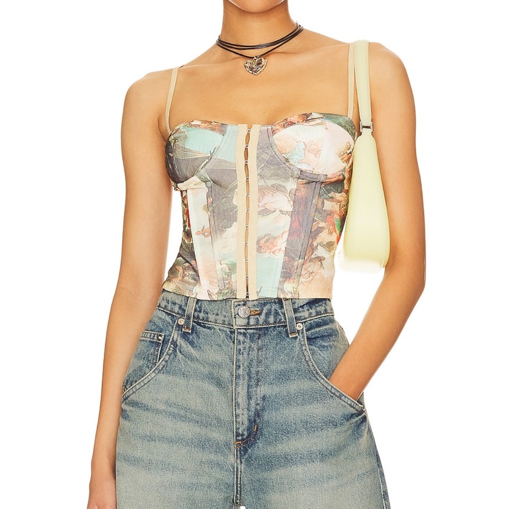 Superdown Ziva Bustier Top in Tan Multi NWT